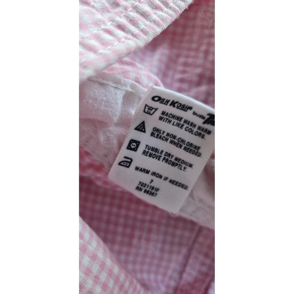 Vintage OshKosh‎ B'gosh Pink Gingham Check Overalls Girls Baby Toddler 24 Months